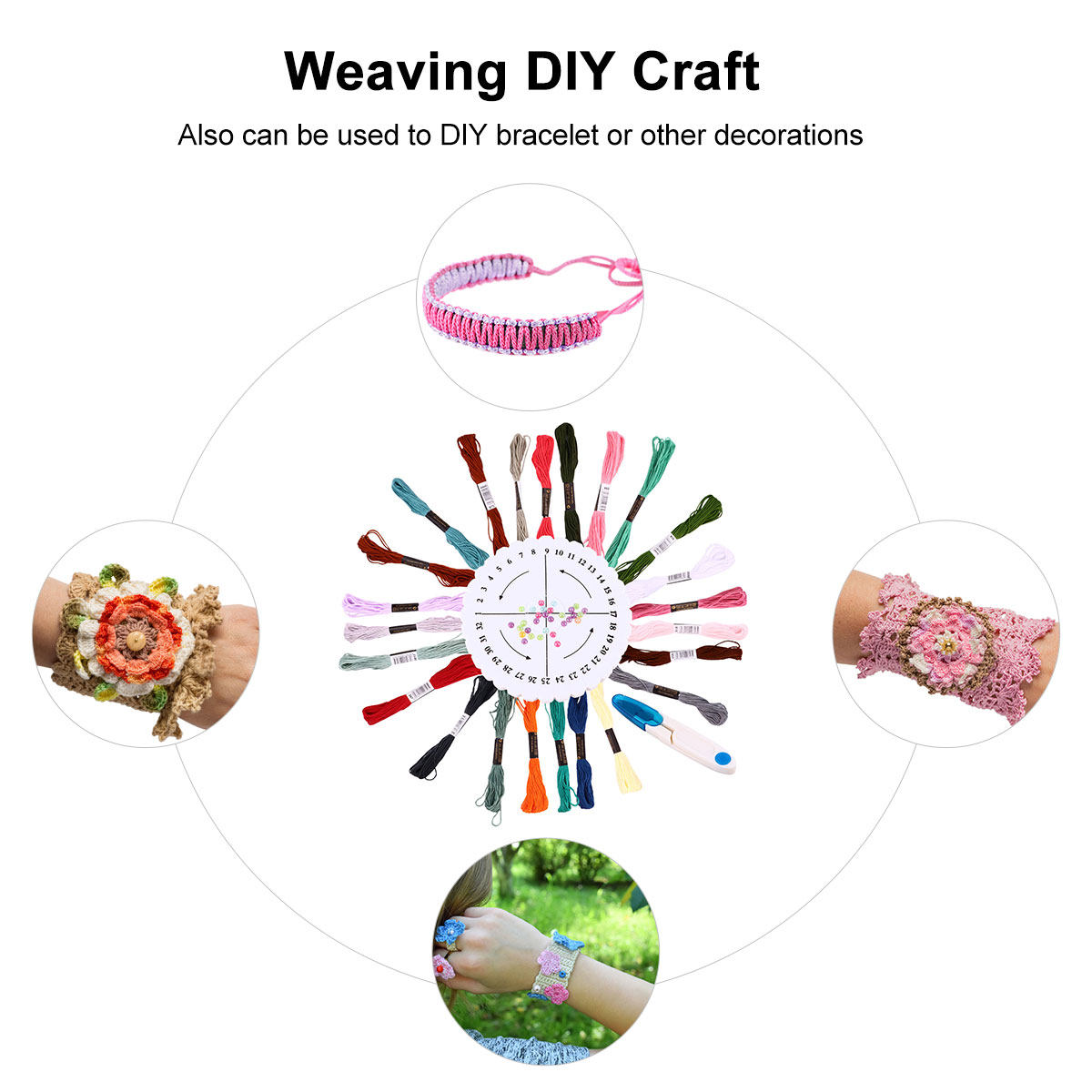 Embroidery Craft - Friendship Bracelet Making Kit Round Weaving