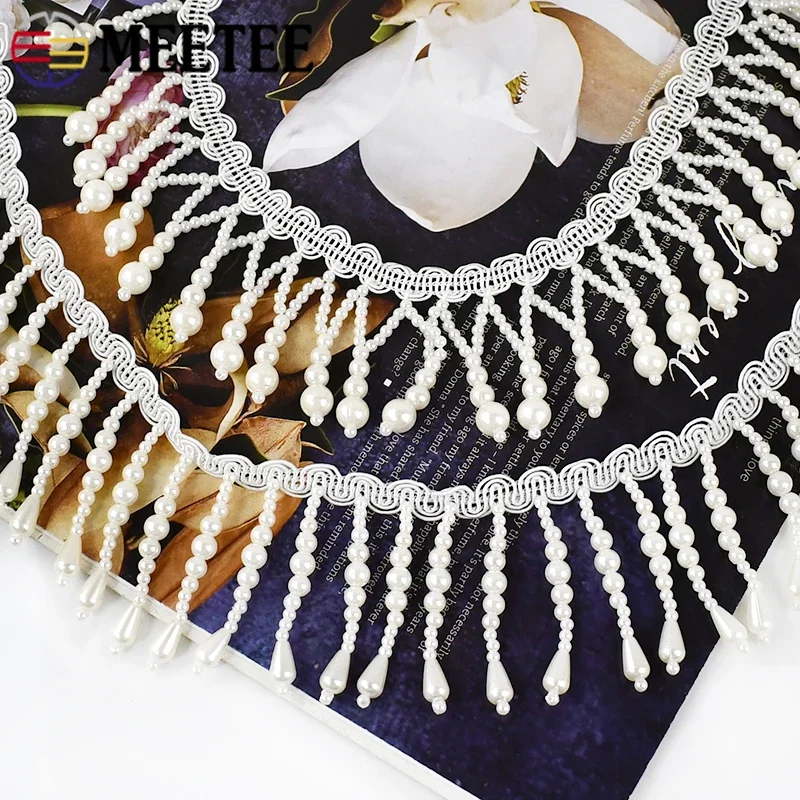 1/2Yards Pearl Beaded Tassel F - Fringe Ribbon Sewing 评论和价格