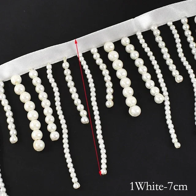 1/2Yards Pearl Beaded Tassel F - Fringe Ribbon Sewing 评论和价格