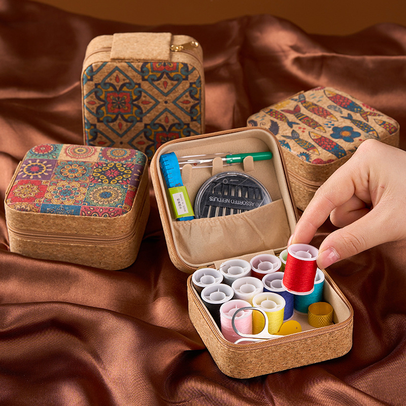 Vintage Cork Boho Floral Sewin - Craft Embellishment Storage 评论和价格